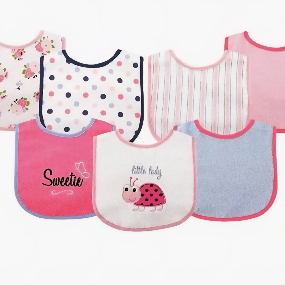 NWT Pink Baby Bibs And Bath Towel Set